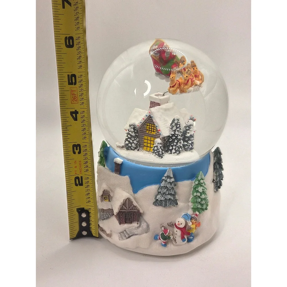 Musical Christmas Snow Globe Santa Sleigh Reindeer Winter Village Light Up 6.5